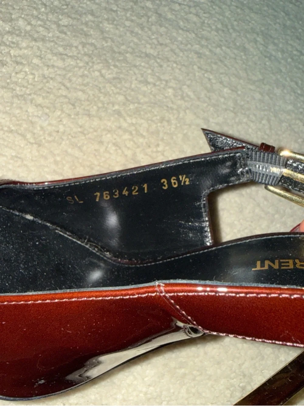 Saint Laurent Burgandy/ dark brown Patent Leather Pointed Slingback Pumps - Picture 4 of 6